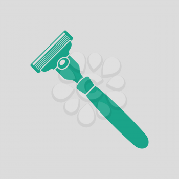 Safety razor icon. Gray background with green. Vector illustration.