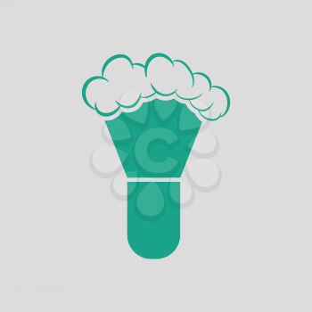 Shaving brush icon. Gray background with green. Vector illustration.