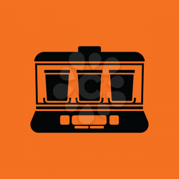 Yogurt maker machine icon. Orange background with black. Vector illustration.