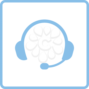 Headset icon. Blue frame design. Vector illustration.