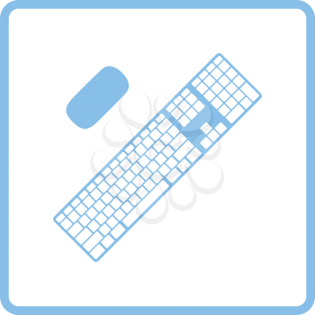 Keyboard icon. Blue frame design. Vector illustration.