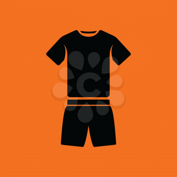 Fitness uniform  icon. Orange background with black. Vector illustration.