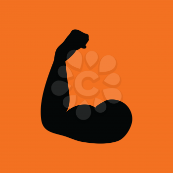 Bicep icon. Orange background with black. Vector illustration.