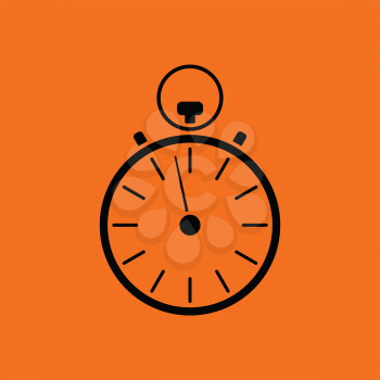 Stopwatch icon. Orange background with black. Vector illustration.