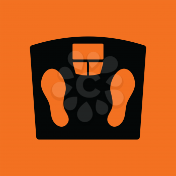 Floor scales icon. Orange background with black. Vector illustration.