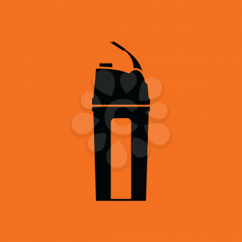 Fitness bottle icon. Orange background with black. Vector illustration.