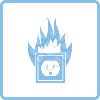 Electric outlet fire icon. Blue frame design. Vector illustration.