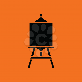 Easel icon. Orange background with black. Vector illustration.