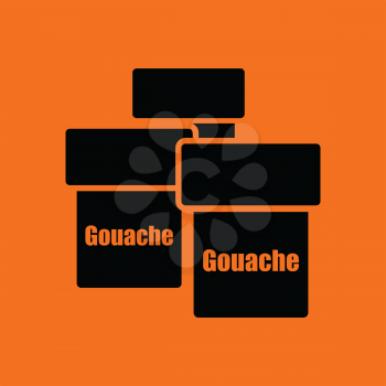 Gouache can icon. Orange background with black. Vector illustration.