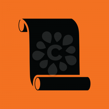 Canvas scroll icon. Orange background with black. Vector illustration.