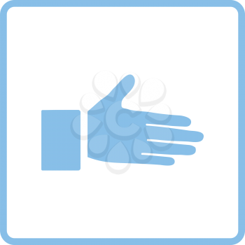 Open hend icon. Blue frame design. Vector illustration.