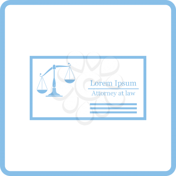 Lawyer business card icon. Blue frame design. Vector illustration.