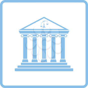 Courthouse icon. Blue frame design. Vector illustration.