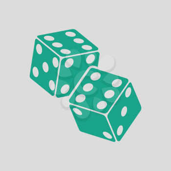 Craps dice icon. Gray background with green. Vector illustration.
