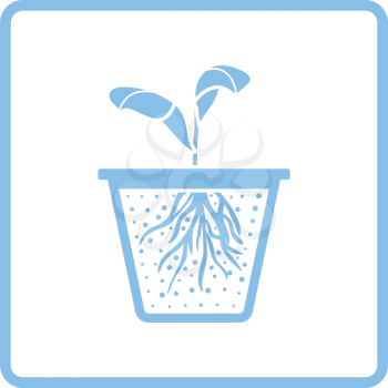 Seedling icon. Blue frame design. Vector illustration.