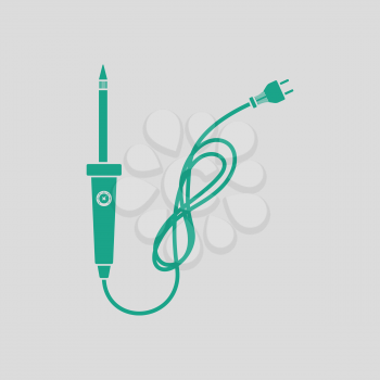 Soldering iron icon. Gray background with green. Vector illustration.