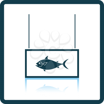 Fish market department icon. Shadow reflection design. Vector illustration.