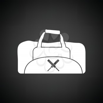 Cricket bag icon. Black background with white. Vector illustration.