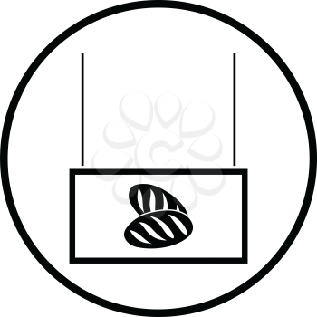 Bread market department icon. Thin circle design. Vector illustration.