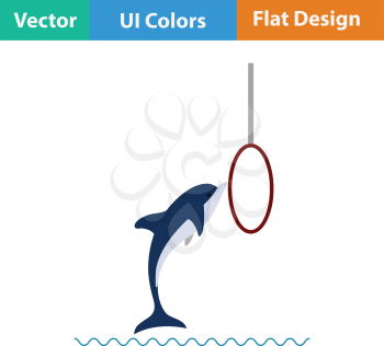 Jump dolphin icon. Flat design. Vector illustration.