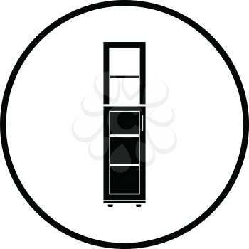 Narrow cabinet icon. Thin circle design. Vector illustration.