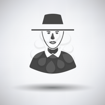 Cricket umpire icon on gray background, round shadow. Vector illustration.