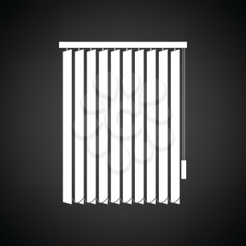 Office vertical blinds icon. Black background with white. Vector illustration.