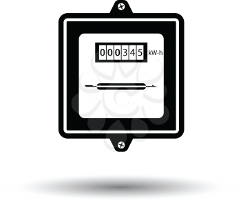 Electric meter icon. White background with shadow design. Vector illustration.