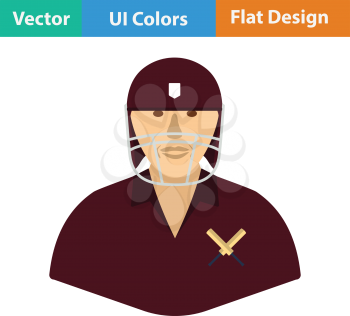 Cricket player icon. Flat design. Vector illustration.