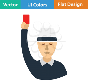 Cricket umpire with hand holding card icon. Flat design. Vector illustration.