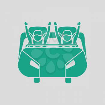 Roller coaster cart icon. Gray background with green. Vector illustration.