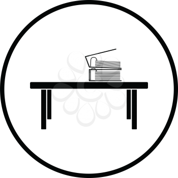 Office low table icon. Thin circle design. Vector illustration.