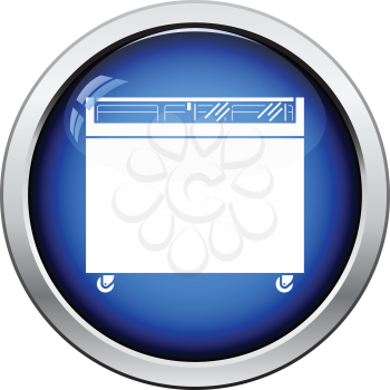 Supermarket mobile freezer icon. Glossy button design. Vector illustration.