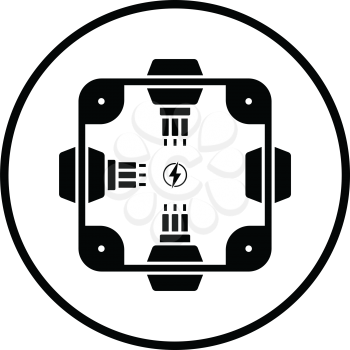 Electrical  junction box icon. Thin circle design. Vector illustration.