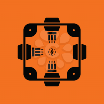 Electrical  junction box icon. Orange background with black. Vector illustration.