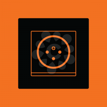 South Africa electrical socket icon. Orange background with black. Vector illustration.