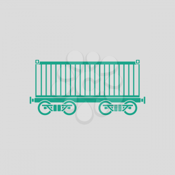 Railway cargo container icon. Gray background with green. Vector illustration.