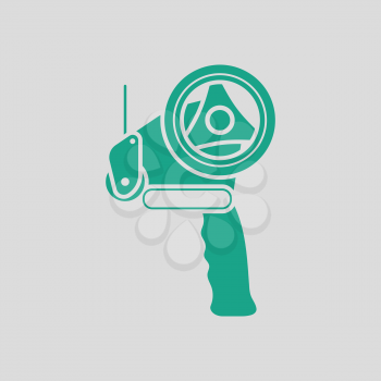 Scotch tape dispenser icon. Gray background with green. Vector illustration.