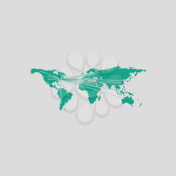 Map with directions to all part of the World. Gray background with green. Vector illustration.