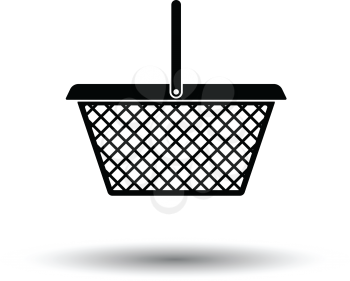 Supermarket shoping basket icon. Black background with white. Vector illustration.