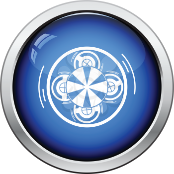 Carousel top view icon. Glossy button design. Vector illustration.