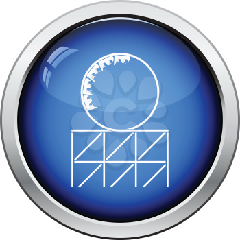 Roller coaster loop icon. Glossy button design. Vector illustration.