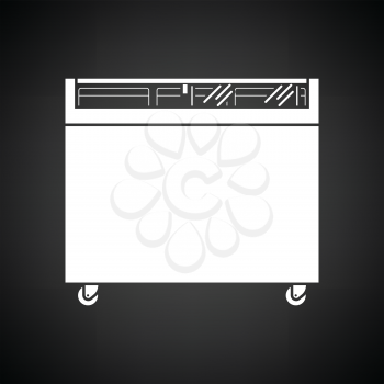 Supermarket mobile freezer icon. Black background with white. Vector illustration.