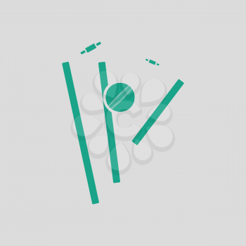 Cricket wicket icon. Gray background with green. Vector illustration.