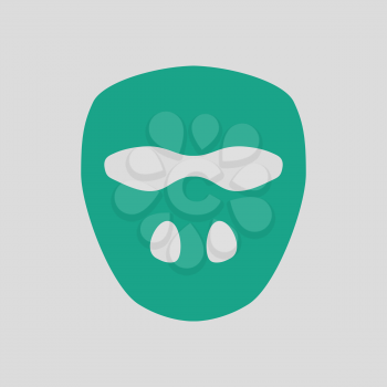 Cricket mask icon. Gray background with green. Vector illustration.