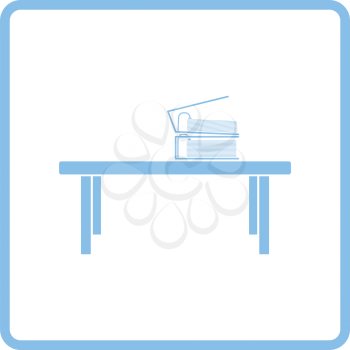 Office low table icon. Blue frame design. Vector illustration.