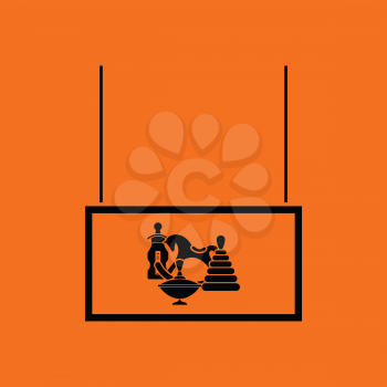 Toys market department icon. Orange background with black. Vector illustration.