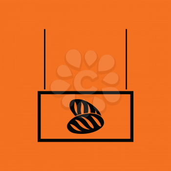 Bread market department icon. Orange background with black. Vector illustration.
