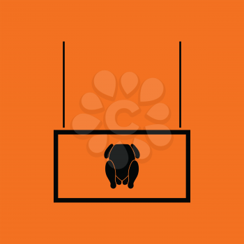 Poultry market department icon. Orange background with black. Vector illustration.