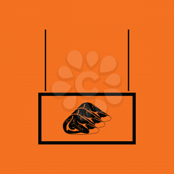 Meat market department icon. Orange background with black. Vector illustration.
